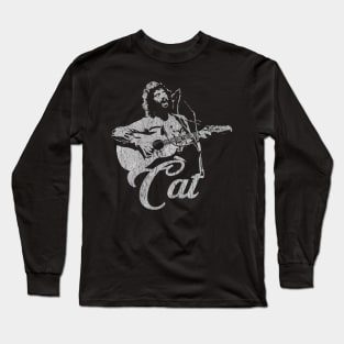 Cat Stevens - White Stencil Long Sleeve T-Shirt